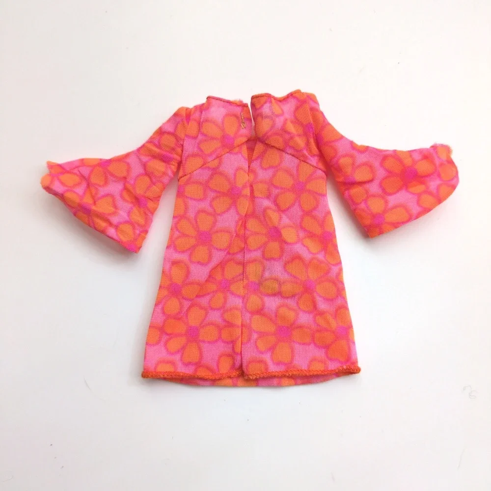 Vtg 1969 Mattel PJ Barbie #1113 Dress Pink Orange Floral Mod Bell Sleeve Japan